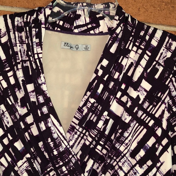 💜ELIZA J💜PLAID PETITE FAUX WRAP SHEATH DRESS💜 - Picture 4 of 9